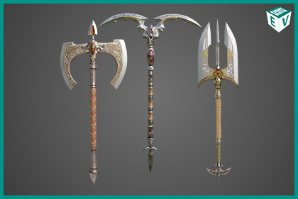 3 Medieval Battle Axes URP HDRP Textures