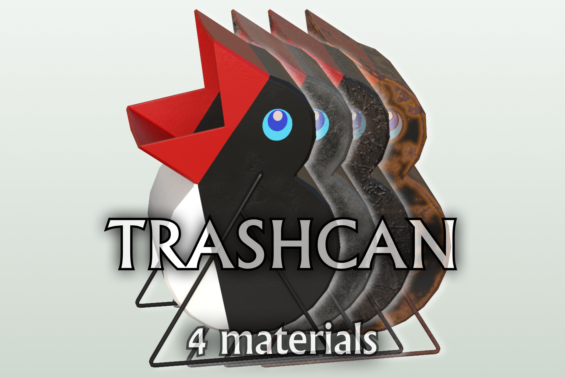 Street Trash Can Penguin Garbage Bin | 3D Exterior | Unity Asset Store
