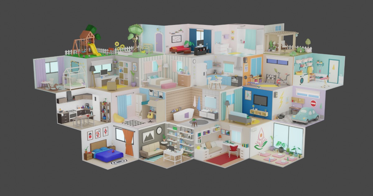 Low Poly Rooms Interior | 3D Interior | Unity Asset Store