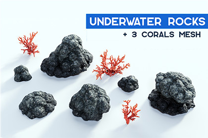 Underwater rocks pack for realistic seabed/reef environments