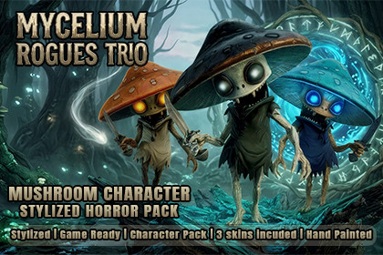 Stylized Mushroom Character Pack – Rigged Game Ready Fantasy Characters