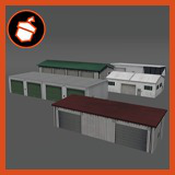 Lowpoly garage buildings pack