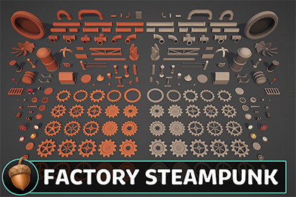 Stylized Factory Steampunk Props