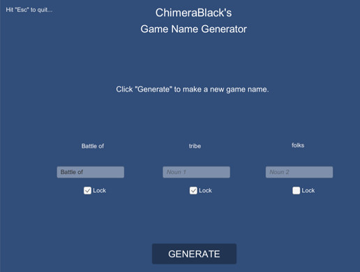 Game Name Generator | Integration | Unity Asset Store