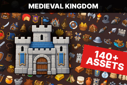 Medieval Kingdom Warfare Siege Buildings Resources Crafting Icons Pack