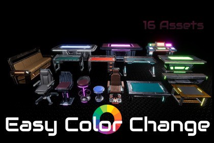 Sci-fi Tables and Chairs Props Pack