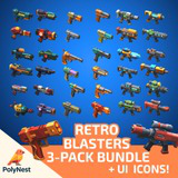 Low Poly Sci-Fi Blasters Bundle (36 weapons) - Retro Style