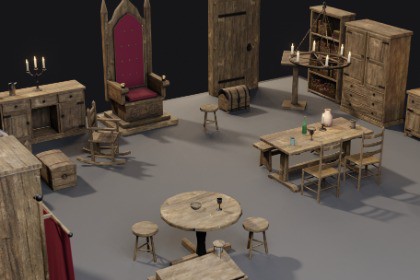 Medieval Furniture: Realistic Low-Poly