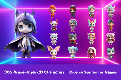 305 Anime-Style 2D Characters – Diverse Sprites for Games