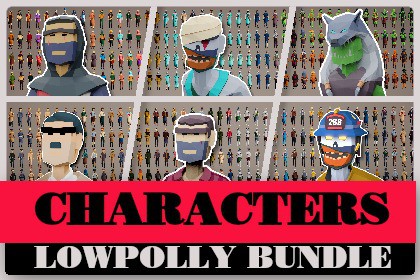 3D Characters Lowpolly Bundle 6