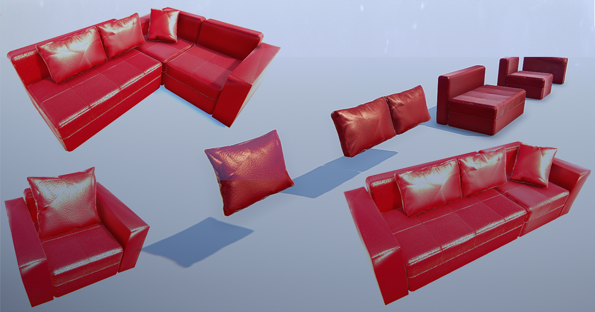 Unity Rendering Sofa Modular Sofa & Chair | 3D Interior | Unity Asset Store