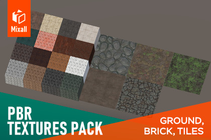 PBR Textures pack - ground, brick, tiles