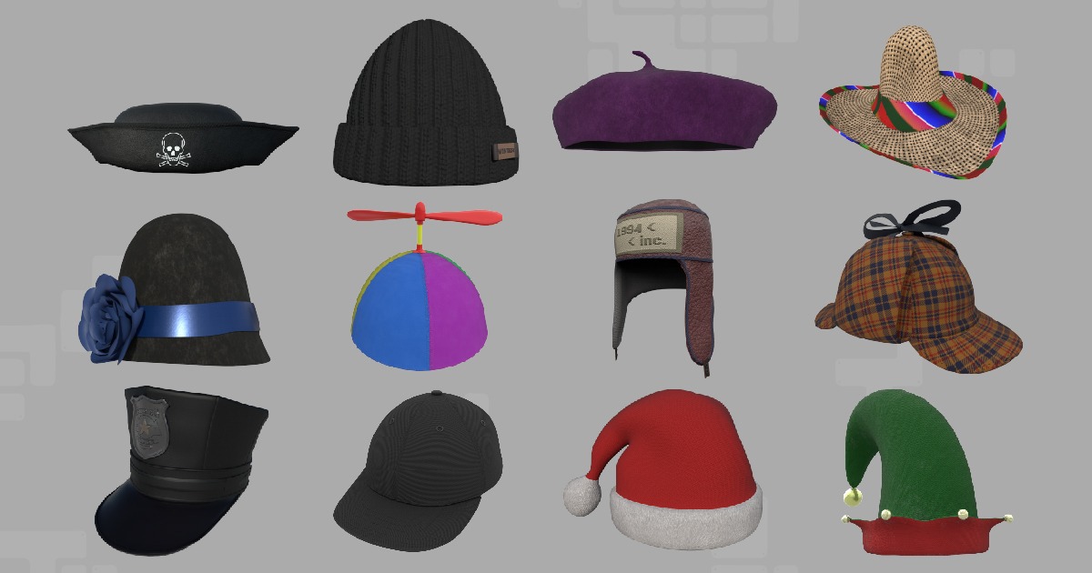 10 High Resolution Hats (+2 new) | 3D Clothing | Unity Asset Store