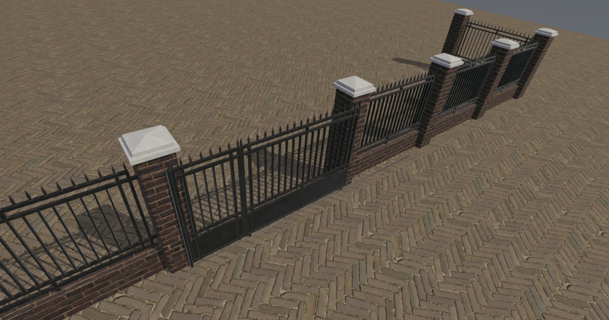 Modular Garden Railing Wall | 3D Exterior | Unity Asset Store