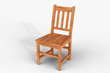 Classic 3-Slat Back Wooden Chair – Game Ready Asset