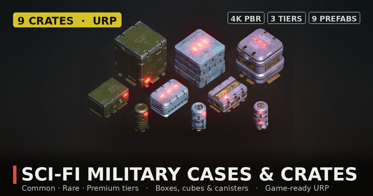 Sci Fi Military Cases Crates Package URP | 3D Props | Unity Asset Store