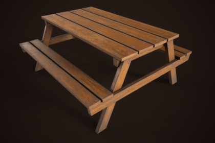 Wooden picnic table