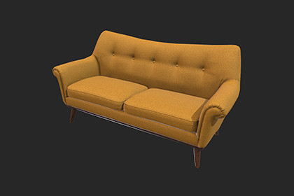 Vintage Sofa 3D Model Game-Ready