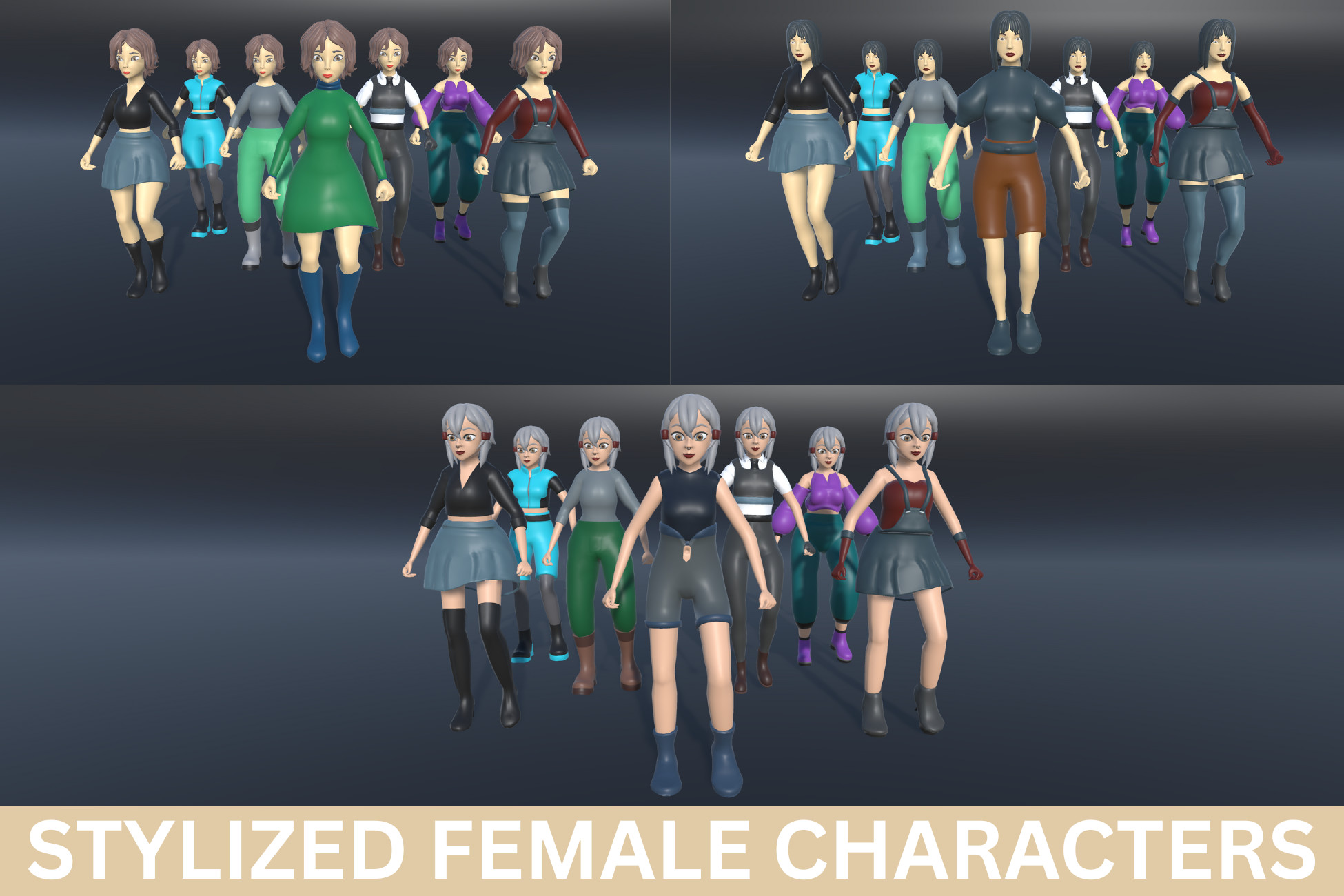 STYLIZED FEMALE CHARACTERS | 3D Characters | Unity Asset Store