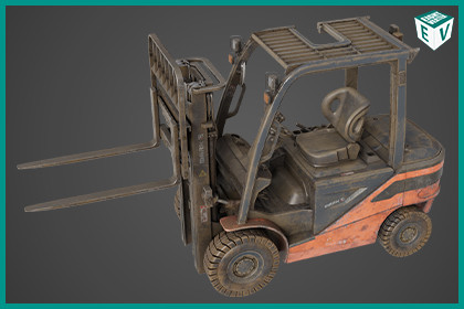 Old Dusty Forklift Truck03 Orange URP HDRP Textures