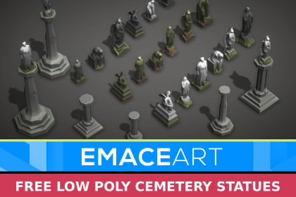 Low Poly Cemetery Statue Kit with LODs