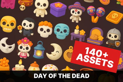 Day of the Dead Icons Pack Mexican Festive Skulls Characters Decorations