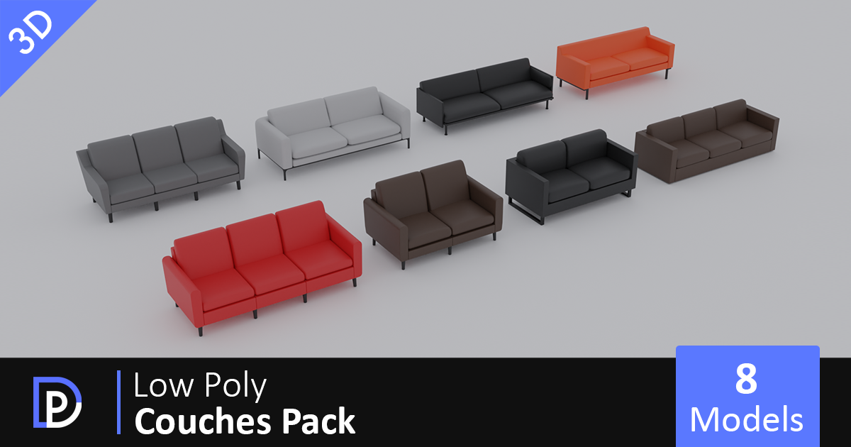 Low Poly Couches Pack | 3D Furniture | Unity Asset Store