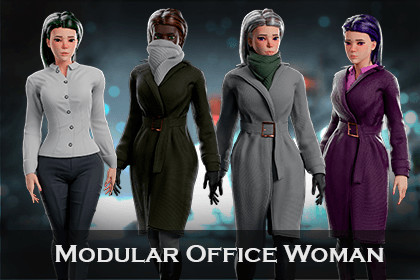 Office Winter Woman – Modular Game Character
