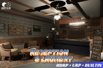 Motel Reception Interior Environment (Hotel, Realistic, Modular)