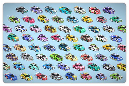 Tiny Sports Car Pack - 66 Low Poly Cute Toon Style Mini Racing Cars Chibi Style
