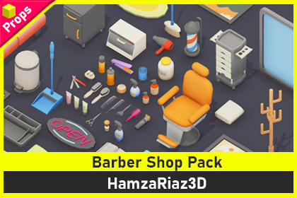 Stylized Barber Shop Props Pack
