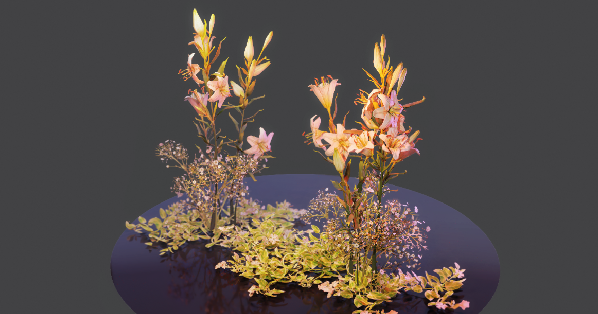 Flowers (Lilies, Vincas and Baby's-breath) | 3D Flowers | Unity Asset Store