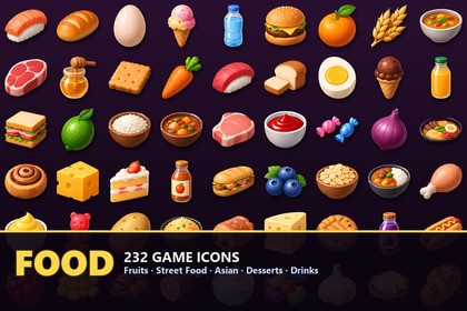 Food & Drink Icons - 232 Game Items