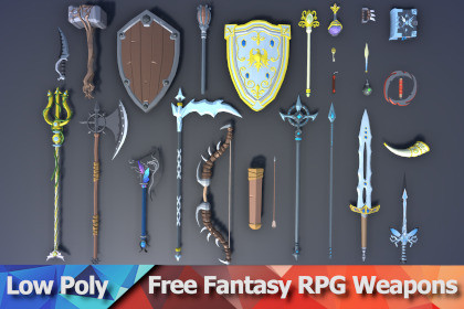 Free Low Poly Fantasy RPG Weapons