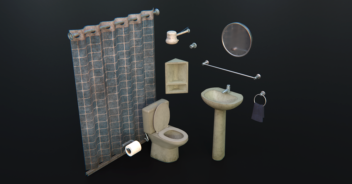 Dingy Bathroom | 3D Interior | Unity Asset Store