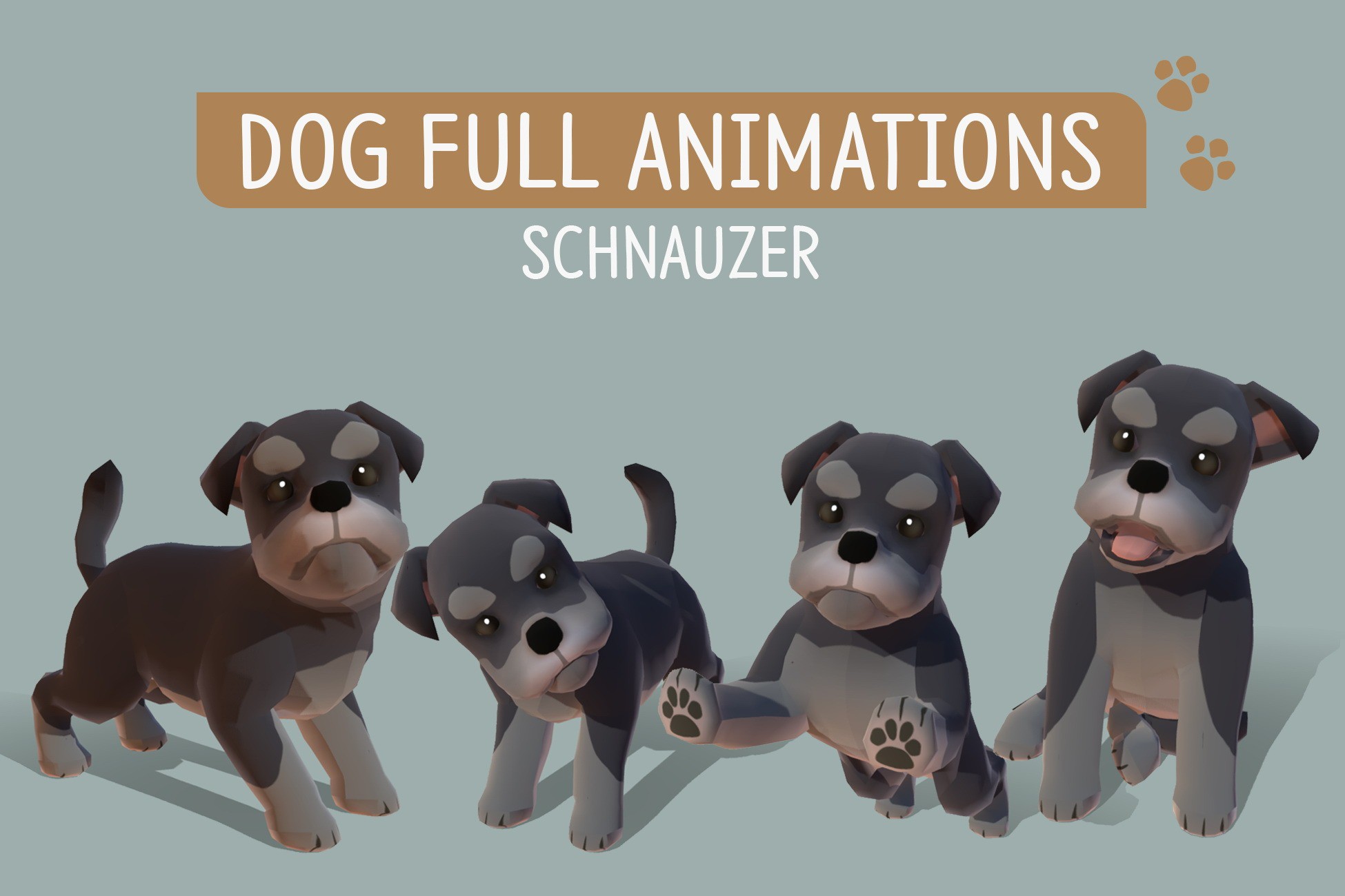 Unity Chain Dog DOG Full Animations - Schnauzer | 3D Animations | Unity Asset Store