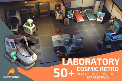 Low Poly Sci-Fi Laboratory / Cosmic Retro