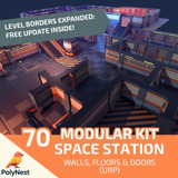 Low Poly Sci-Fi Modular Kit - Space Station Walls, Floors & Doors (URP)