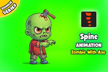 Zombie With Axe - 2D Animated Character (Spine)