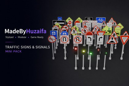 Low Poly Traffic Signs & Signals Mini Pack