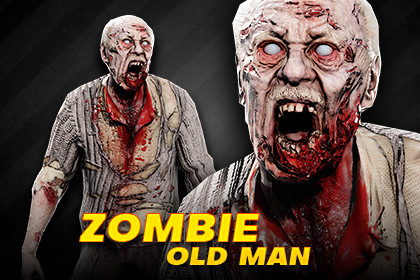 Zombie Old Man - HD PBR Rigged Character