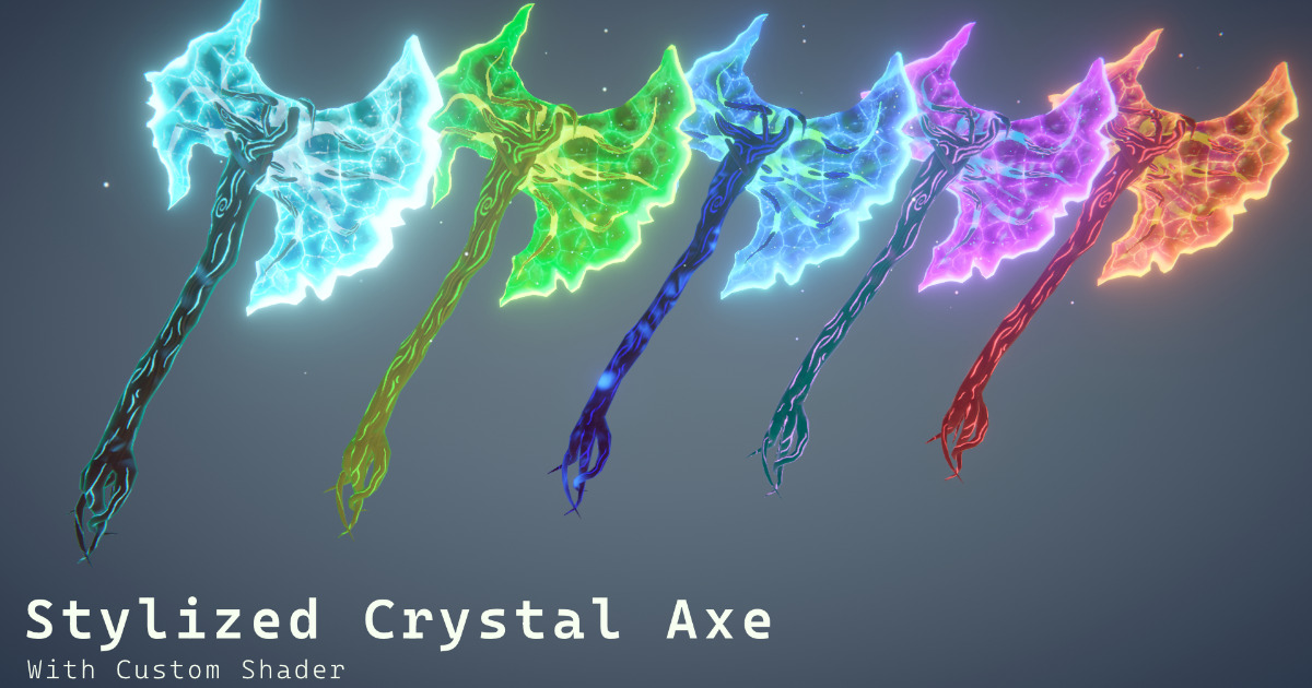 Stylized Crystal Axe - 5 Variant with Shader | 3D Weapons | Unity Asset ...