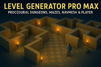 Level Generator Pro Max - Procedural Dungeons, Mazes, NavMesh & Player