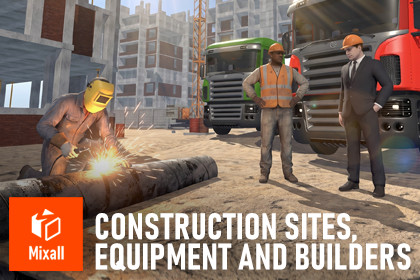 Construction sites, equipment and builders
