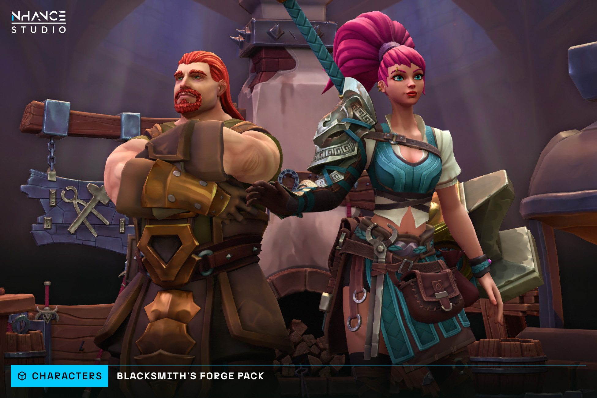 Stylized Blacksmith’s Forge: NPCs & Props Pack