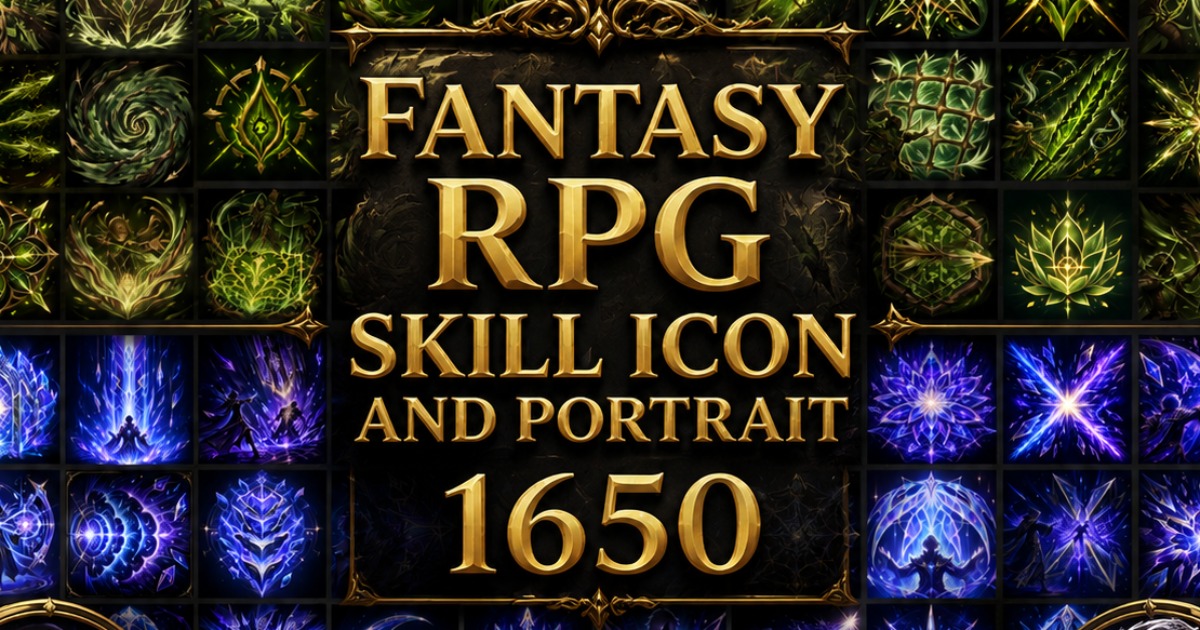 Fantasy RPG Skill Icon And Portrait 1650 | 2D Icons | Unity Asset Store