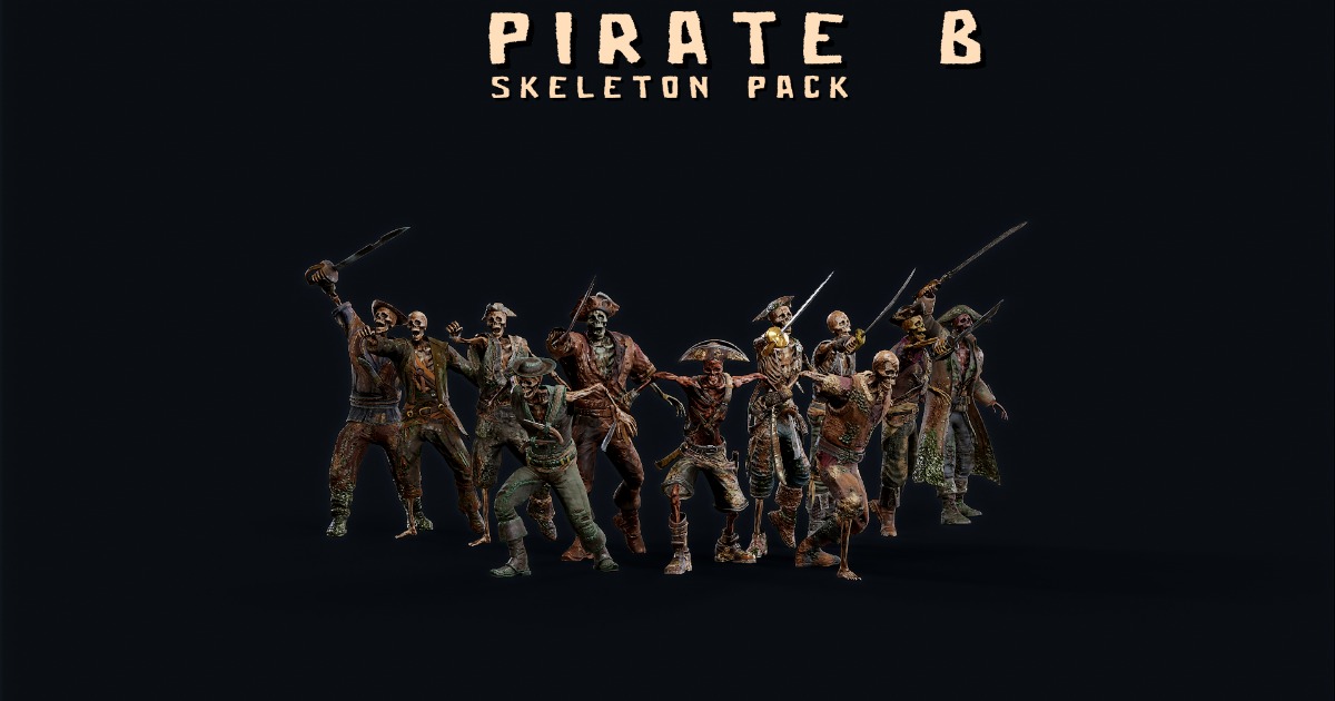 SKELETON PIRATE B PACK | 3D 휴머노이드 | Unity Asset Store