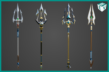 4 Fantasy Tridents Bundle URP HDRP Textures