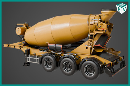 Cement Mixer Yellow Trailer URP HDRP Textures