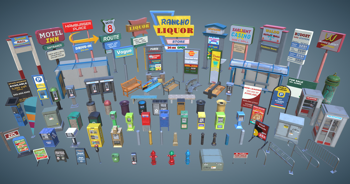 Street Props Set A | 3D Urban | Unity Asset Store